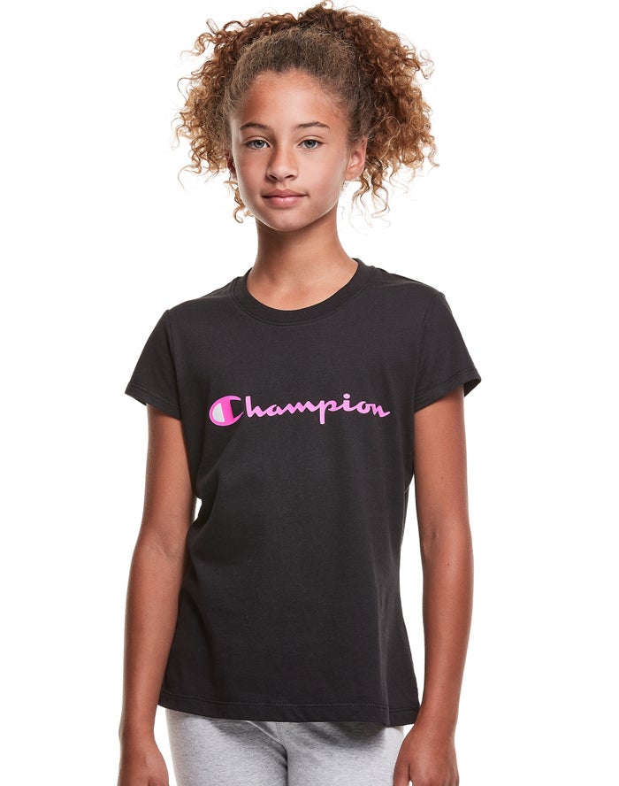 Camiseta Champion Niña - Classic Script Logo ( Negras ) 7584190-LJ